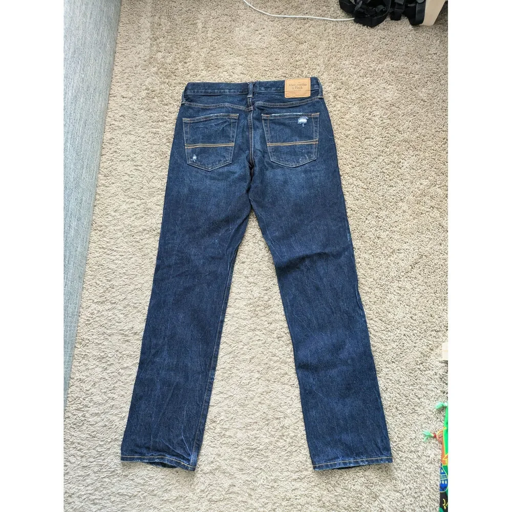 Abercrombie & Fitch Slim Straight Jeans Mens 31/32 Blue Hide button Fly Cotton
